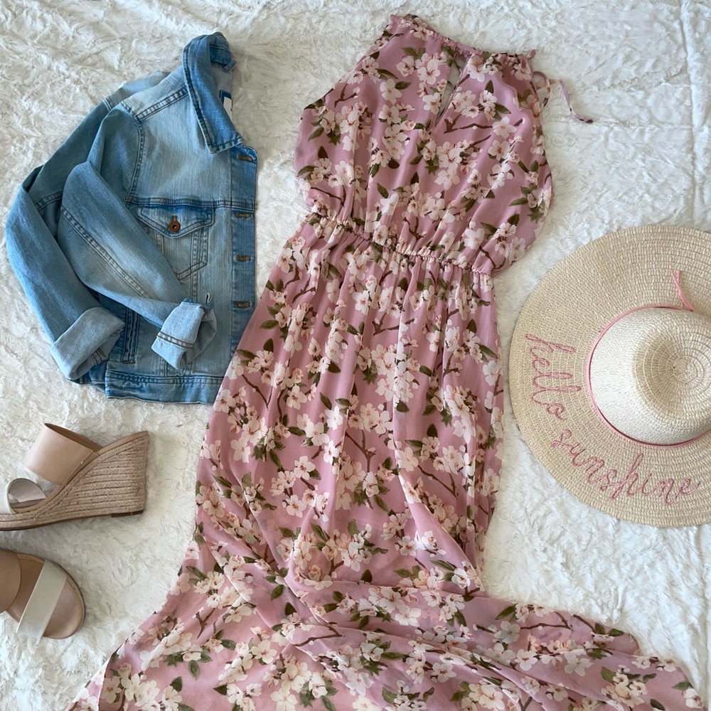 Blush Cherry Blossom Maxi dress